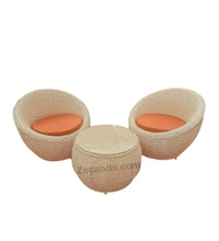 Zecado Fortune 2 Seater Outdoor Patio Set in Fawn & Black Corduroy Finish with Orange Cushion - Fawn & Black Orange