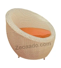 Zecado Fortune 4 Seater Outdoor Patio Set in Fawn & Black Corduroy Finish with Orange Cushion - Fawn & Black Orange