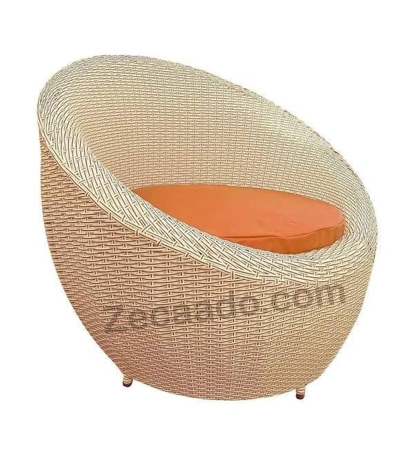 Zecado Fortune 4 Seater Outdoor Patio Set in Fawn & Black Corduroy Finish with Orange Cushion - Fawn & Black Orange