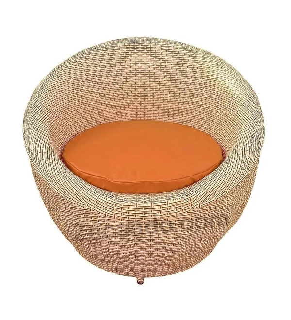 Zecado Fortune 4 Seater Outdoor Patio Set in Fawn & Black Corduroy Finish with Orange Cushion - Fawn & Black Orange