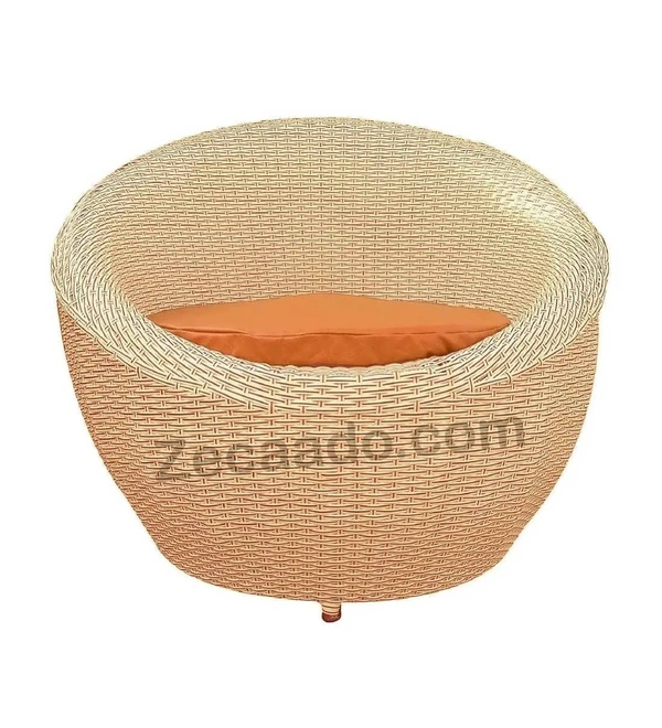Zecado Fortune 4 Seater Outdoor Patio Set in Fawn & Black Corduroy Finish with Orange Cushion - Fawn & Black Orange