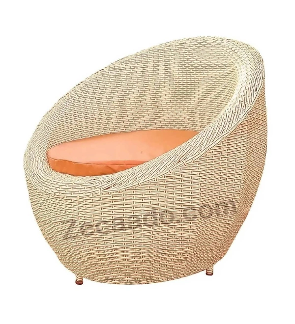 Zecado Fortune 4 Seater Outdoor Patio Set in Fawn & Black Corduroy Finish with Orange Cushion - Fawn & Black Orange