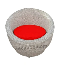 Zecado Fortune 2 Seater Outdoor Patio Set in White Black Corduroy Finish with Red Cushion - White & Black, Red