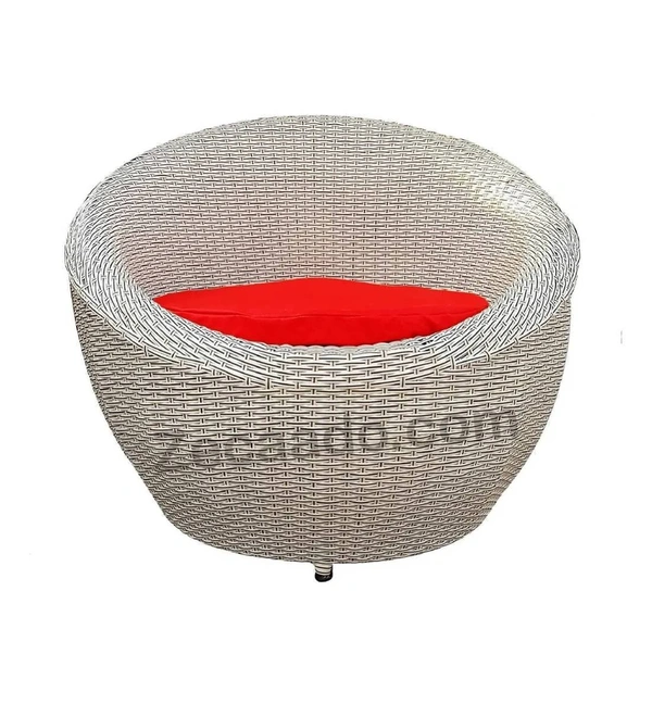 Zecado Fortune 2 Seater Outdoor Patio Set in White Black Corduroy Finish with Red Cushion - White & Black, Red