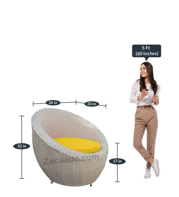 Zecado Fortune 2 Seater Outdoor Patio Set in White Black Corduroy Finish with Yellow Cushion - White & Black, Yellow