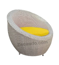 Zecado Fortune 2 Seater Outdoor Patio Set in White Black Corduroy Finish with Yellow Cushion - White & Black, Yellow