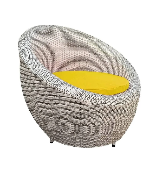 Zecado Fortune 2 Seater Outdoor Patio Set in White Black Corduroy Finish with Yellow Cushion - White & Black, Yellow