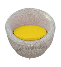 Zecado Fortune 2 Seater Outdoor Patio Set in White Black Corduroy Finish with Yellow Cushion - White & Black, Yellow