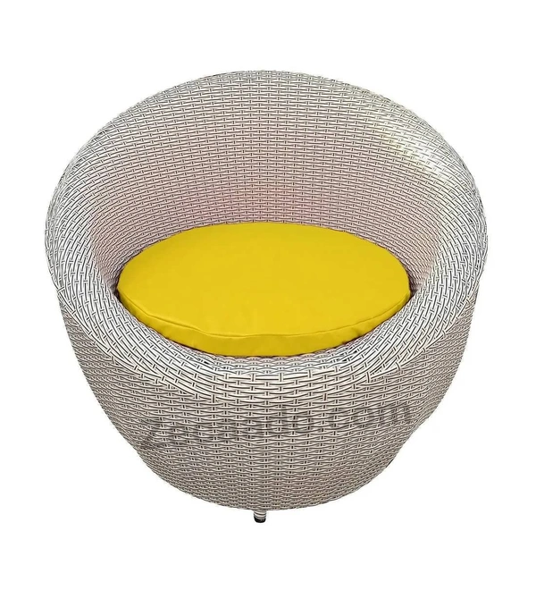 Zecado Fortune 2 Seater Outdoor Patio Set in White Black Corduroy Finish with Yellow Cushion - White & Black, Yellow