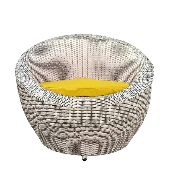 Zecado Fortune 2 Seater Outdoor Patio Set in White Black Corduroy Finish with Yellow Cushion - White & Black, Yellow