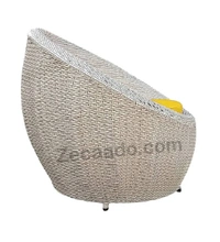 Zecado Fortune 2 Seater Outdoor Patio Set in White Black Corduroy Finish with Yellow Cushion - White & Black, Yellow