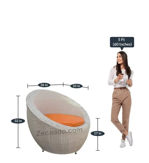 Zecado Fortune 2 Seater Outdoor Patio Set in White Black Corduroy Finish with Orange Cushion - White & Black, Orange