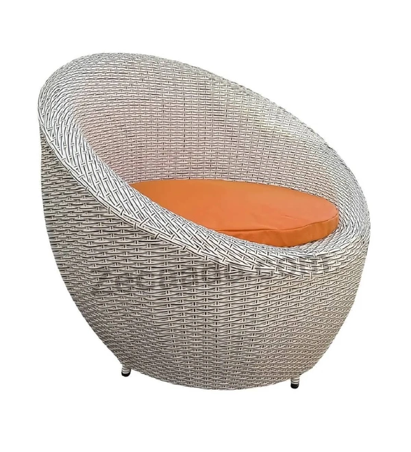 Zecado Fortune 2 Seater Outdoor Patio Set in White Black Corduroy Finish with Orange Cushion - White & Black, Orange