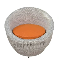 Zecado Fortune 2 Seater Outdoor Patio Set in White Black Corduroy Finish with Orange Cushion - White & Black, Orange