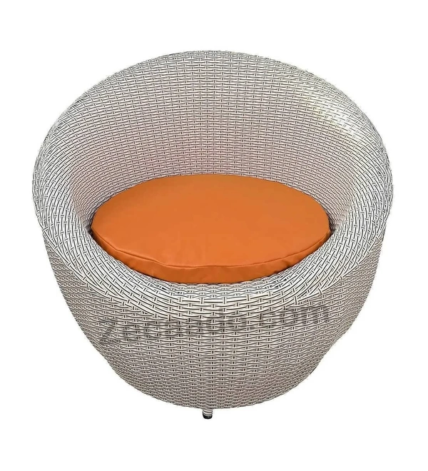 Zecado Fortune 2 Seater Outdoor Patio Set in White Black Corduroy Finish with Orange Cushion - White & Black, Orange