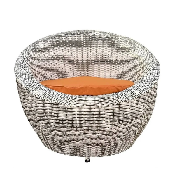 Zecado Fortune 2 Seater Outdoor Patio Set in White Black Corduroy Finish with Orange Cushion - White & Black, Orange