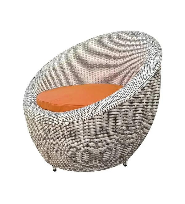 Zecado Fortune 2 Seater Outdoor Patio Set in White Black Corduroy Finish with Orange Cushion - White & Black, Orange