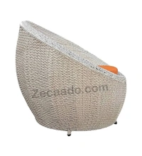 Zecado Fortune 2 Seater Outdoor Patio Set in White Black Corduroy Finish with Orange Cushion - White & Black, Orange