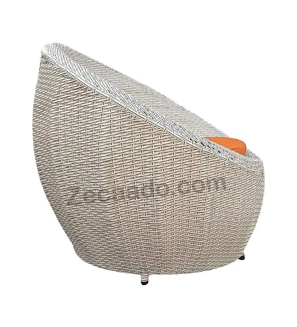 Zecado Fortune 2 Seater Outdoor Patio Set in White Black Corduroy Finish with Orange Cushion - White & Black, Orange
