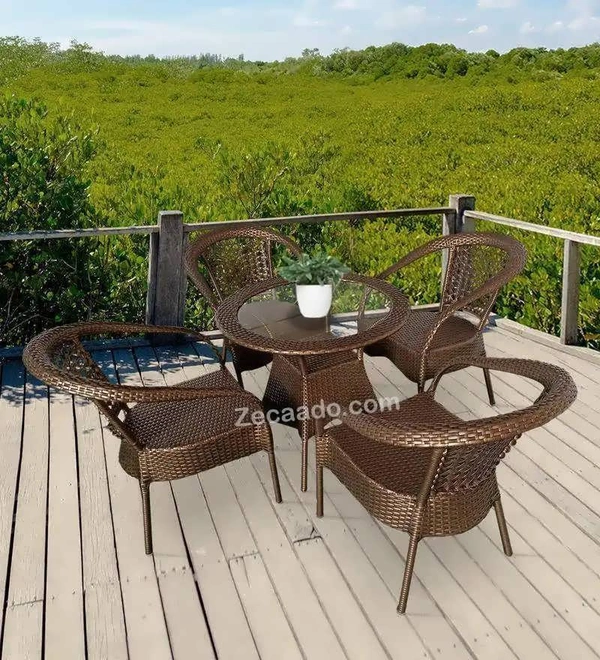 Zecado Galaxy 4 Seater Patio table set in Golden Corduroy Finish - Golden