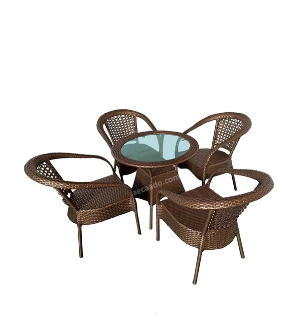 Zecado Galaxy 4 Seater Patio table set in Golden Corduroy Finish - Golden