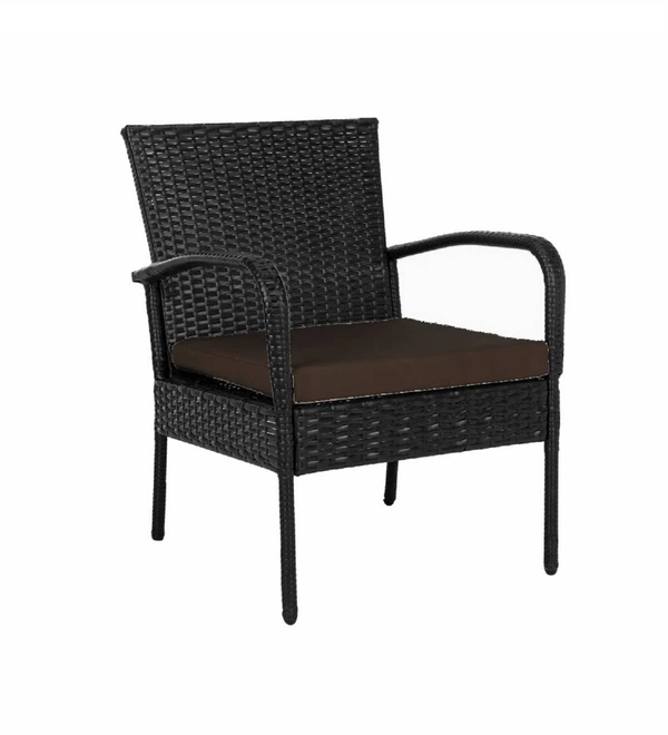Zecado Haven 2 Seater Wicker Lawn Chair Set in Black Corduroy Finish with Brown Cushions - Black, Brown