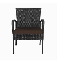 Zecado Haven 2 Seater Wicker Lawn Chair Set in Black Corduroy Finish with Brown Cushions - Black, Brown