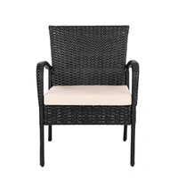 Zecado Haven 2 Seater Wicker Lawn Chair Set in Black Corduroy Finish with Off-White Cushions - Black, Off-White