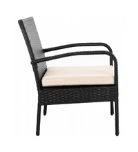 Zecado Haven 2 Seater Wicker Lawn Chair Set in Black Corduroy Finish with Off-White Cushions - Black, Off-White