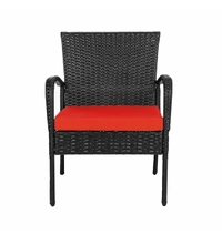 Zecado Haven 2 Seater Wicker Lawn Chair Set in Black Corduroy Finish with Red Cushions - Black, Red
