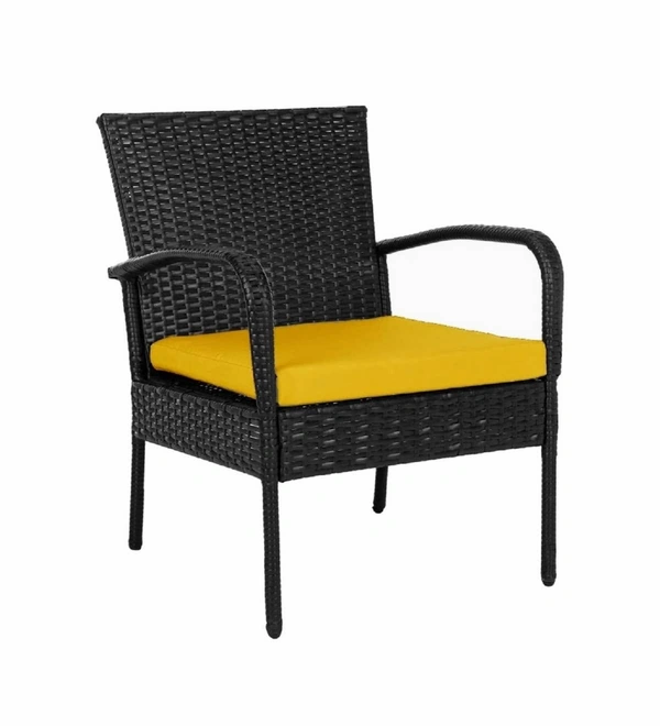 Zecado Haven 2 Seater Wicker Lawn Chair Set in Black Corduroy Finish with Yellow Cushions - Black, Yellow