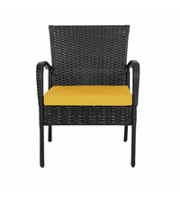Zecado Haven 2 Seater Wicker Lawn Chair Set in Black Corduroy Finish with Yellow Cushions - Black, Yellow