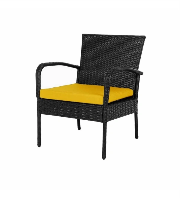 Zecado Haven 2 Seater Wicker Lawn Chair Set in Black Corduroy Finish with Yellow Cushions - Black, Yellow