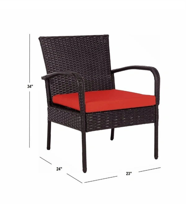 Zecado Haven 2 Seater Wicker Lawn Chair Set in Brown Corduroy Finish with Red Cushions - Brown, Red