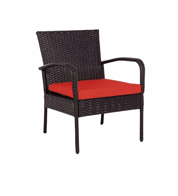 Zecado Haven 2 Seater Wicker Lawn Chair Set in Brown Corduroy Finish with Red Cushions - Brown, Red