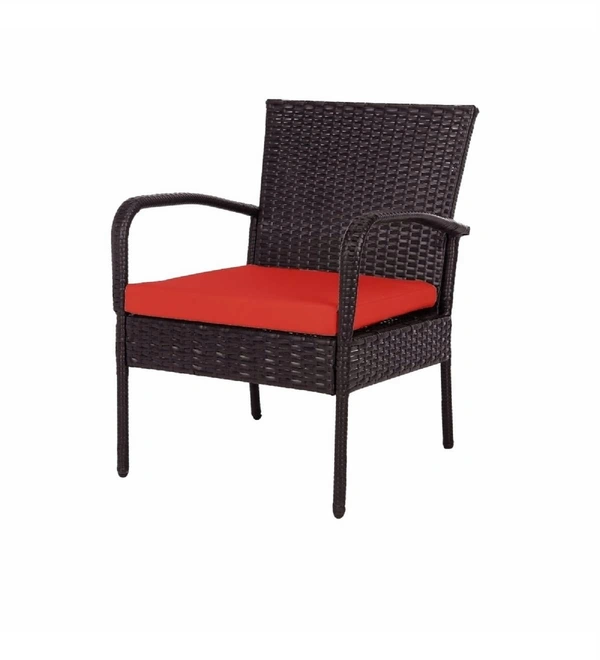 Zecado Haven 2 Seater Wicker Lawn Chair Set in Brown Corduroy Finish with Red Cushions - Brown, Red