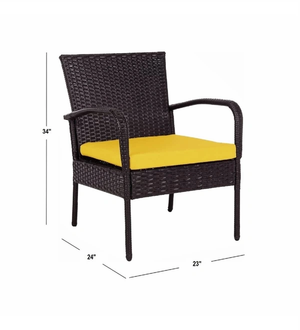 Zecado Haven 2 Seater Wicker Lawn Chair Set in Brown Corduroy Finish with Yellow Cushions - Brown, Yellow