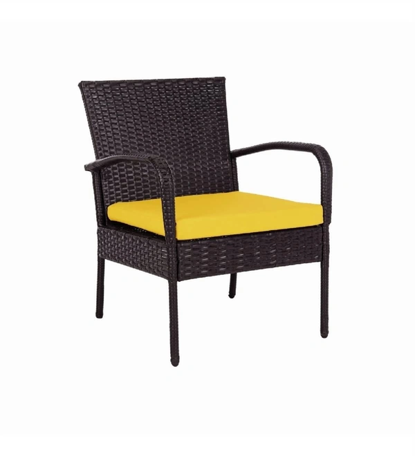 Zecado Haven 2 Seater Wicker Lawn Chair Set in Brown Corduroy Finish with Yellow Cushions - Brown, Yellow