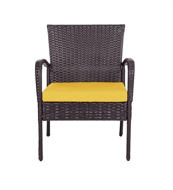 Zecado Haven 2 Seater Wicker Lawn Chair Set in Brown Corduroy Finish with Yellow Cushions - Brown, Yellow