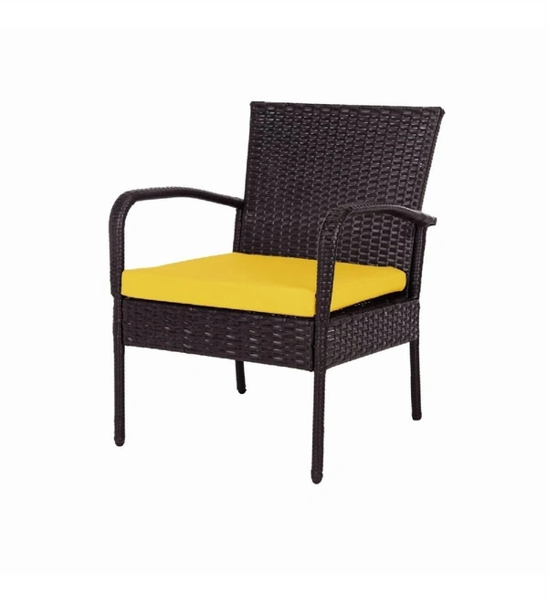 Zecado Haven 2 Seater Wicker Lawn Chair Set in Brown Corduroy Finish with Yellow Cushions - Brown, Yellow