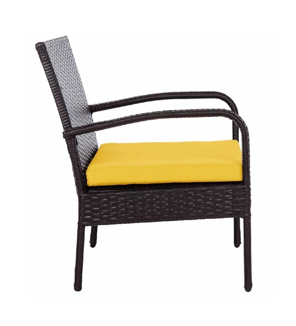 Zecado Haven 2 Seater Wicker Lawn Chair Set in Brown Corduroy Finish with Yellow Cushions - Brown, Yellow