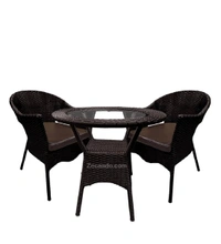 Zecado Jazz 2 Seater Patio Dining Set with Brown Cushions in Brown Corduroy Finish - Brown, Brown