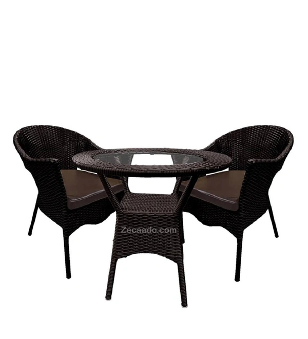 Zecado Jazz 2 Seater Patio Dining Set with Brown Cushions in Brown Corduroy Finish - Brown, Brown