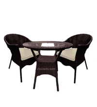 Zecado Jazz 2 Seater Patio Dining Set with Off-White Cushions in Brown Corduroy Finish - Brown, Off-White