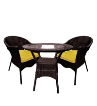 Zecado Jazz 2 Seater Patio Dining Set with Yellow Cushions in Brown Corduroy Finish - Brown, Yellow