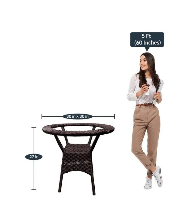 Zecado Jazz 2 Seater Patio Dining Set with Brown Cushions in Brown Corduroy Finish - Brown, Brown