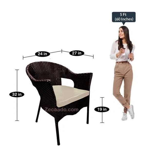 Zecado Jazz 4 Seater Patio Dining Set with Off-White Cushions in Brown Corduroy Finish - Brown, Off-White
