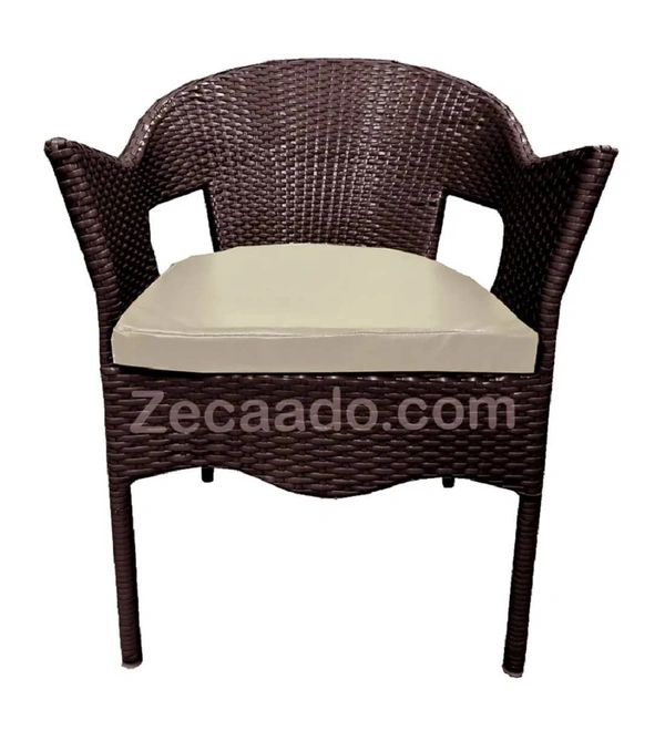 Zecado Jazz 4 Seater Patio Dining Set with Off-White Cushions in Brown Corduroy Finish - Brown, Off-White