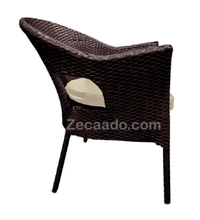 Zecado Jazz 4 Seater Patio Dining Set with Off-White Cushions in Brown Corduroy Finish - Brown, Off-White