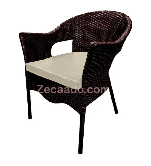 Zecado Jazz 4 Seater Patio Dining Set with Off-White Cushions in Brown Corduroy Finish - Brown, Off-White